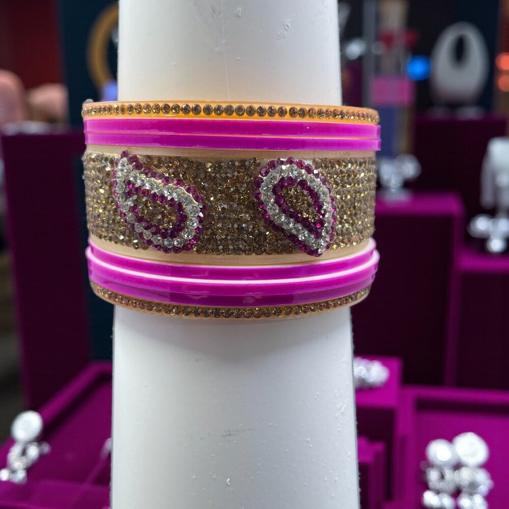 8 Piece Rhinestone‎ Indian Bangle Set Coquette Y2K Festival Bridal Glam Stack